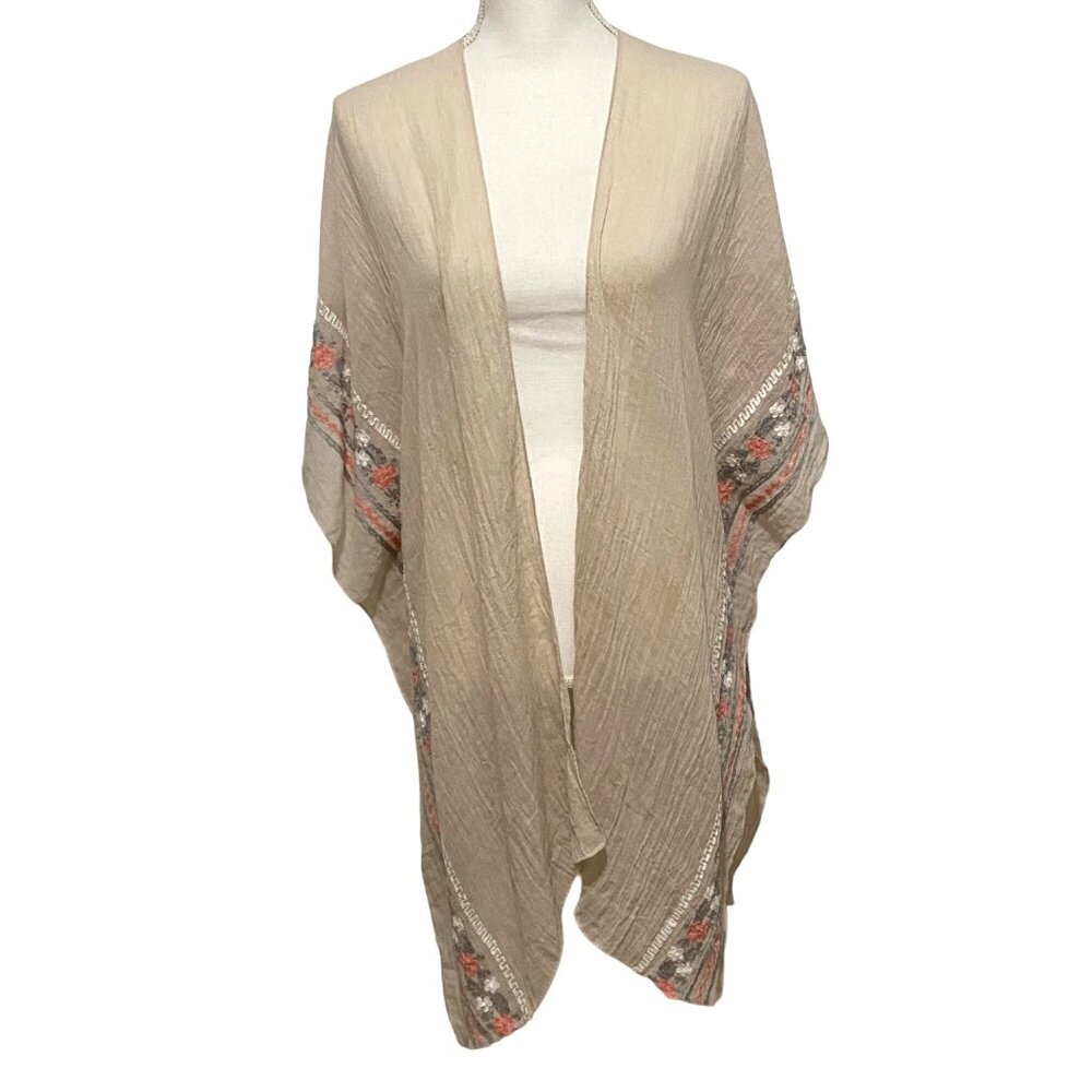 Do Everything in Love Open‎ Front Poncho One Size Sheer Lagenlook Boho Festival